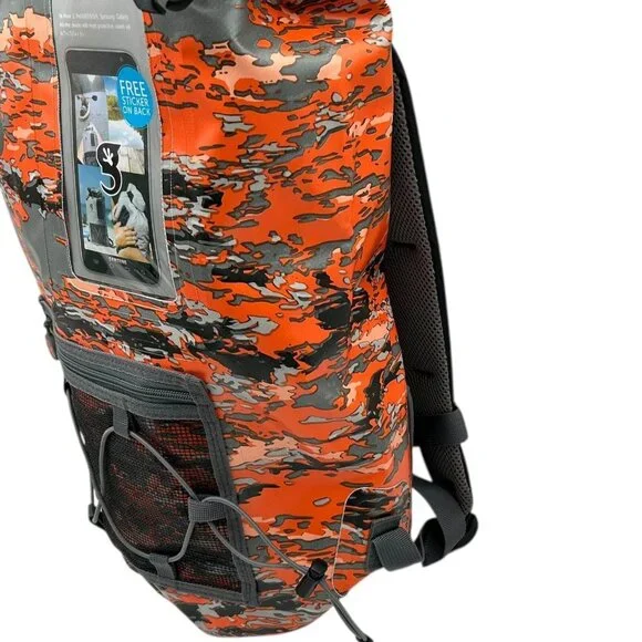 GECOBRANDS Hydroner 20L Camo Dry Bag Waterproof Backpack Orange-Gray Roll Top Backpacks